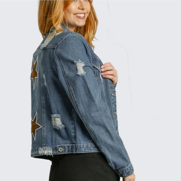 New distressed star denim jacket - Picture 4 of 12